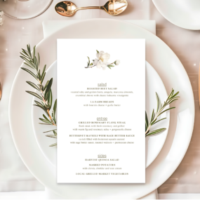 sage + peony menu